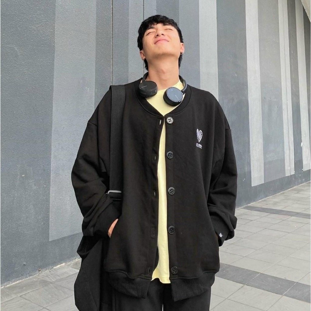 Áo khoác nỉ Cardigan KN14 phối hình trái tim xinh xắn, dễ thương, form unisex cho nam và nữ trẻ trung, chất liệu êm ái | BigBuy360 - bigbuy360.vn