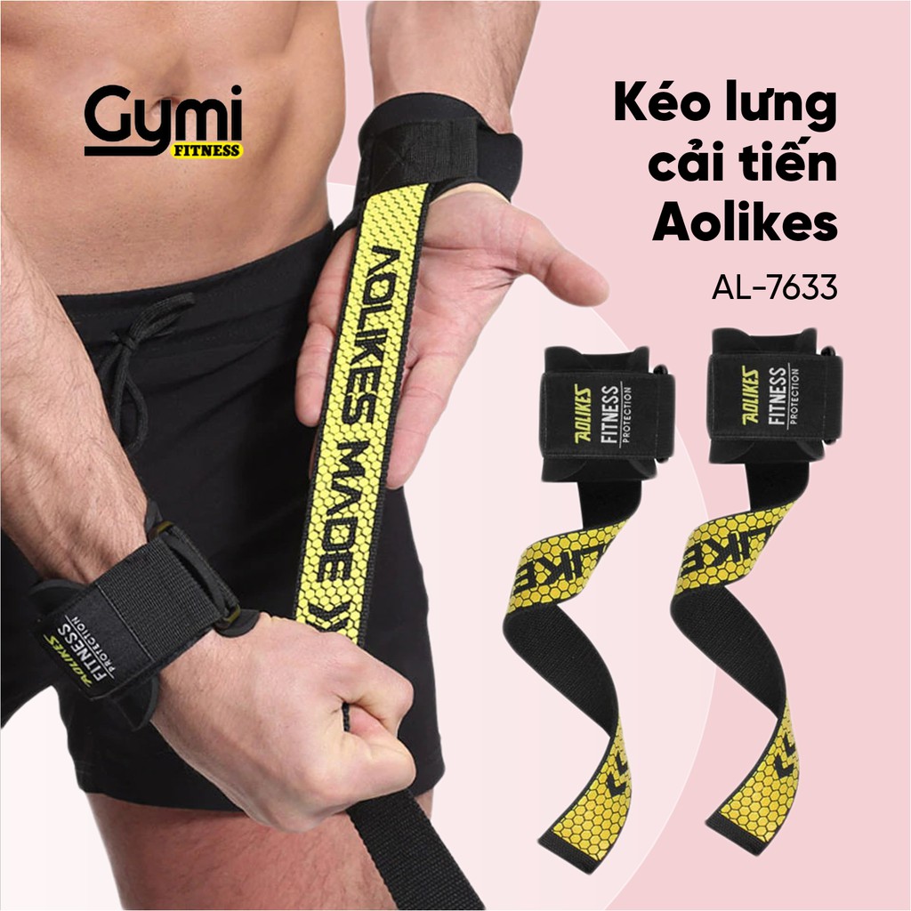 [1 Đôi] Dây Kéo Lưng Cải Tiến Aolikes AL-7633 | Quấn Cổ Tay Nâng Tạ, Đu Xà, Tập Gym Chính Hãng