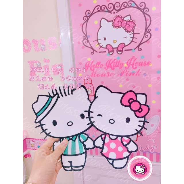 Combo decan kitty trang trí tường của Oanh