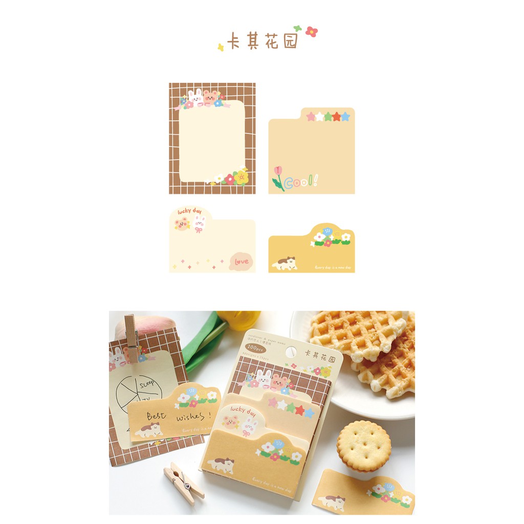 Giấy Note Cute  Set 4 Mẫu 100 Tờ Giấy Ghi Chú CardLover - Warm Time Giấy Note Dán Trang Trí Sổ  Phụ Kiện Bullet Journal