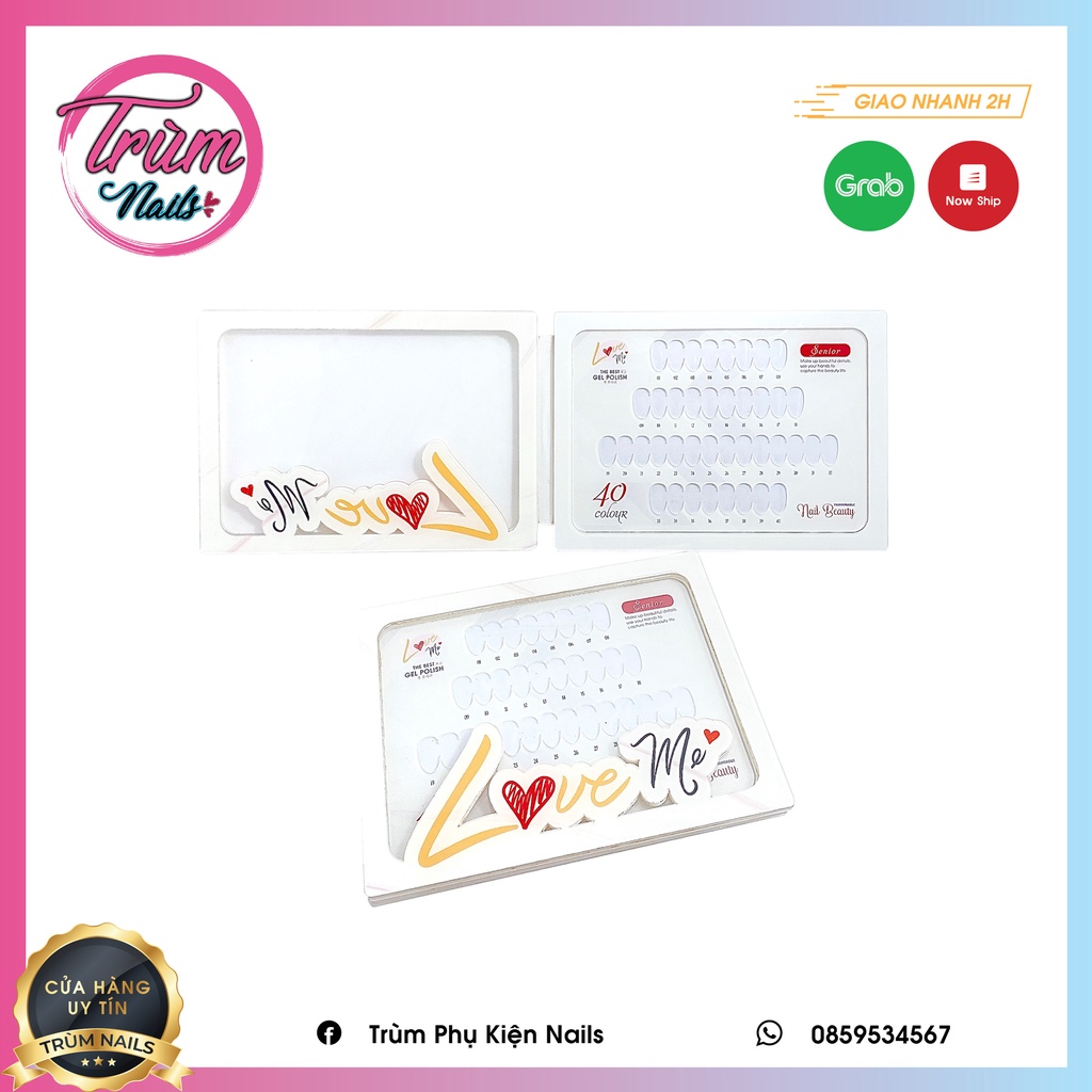 Sổ mica gắn móng mẫu làm bảng màu nail 40 màu ô