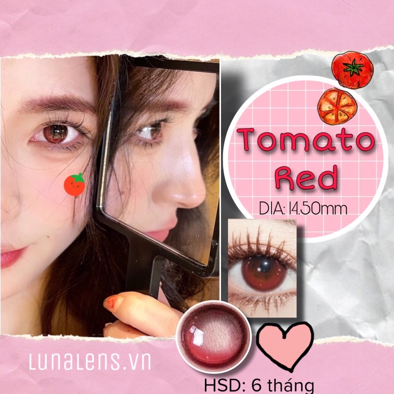 KÍNH ÁP TRÒNG MÀU ĐỎ ĐEN TOMATO RED SIÊU ÊM SIÊU MỀM NỘI ĐỊA TRUNG QUỐC - LENS CÓ ĐỘ CẬN