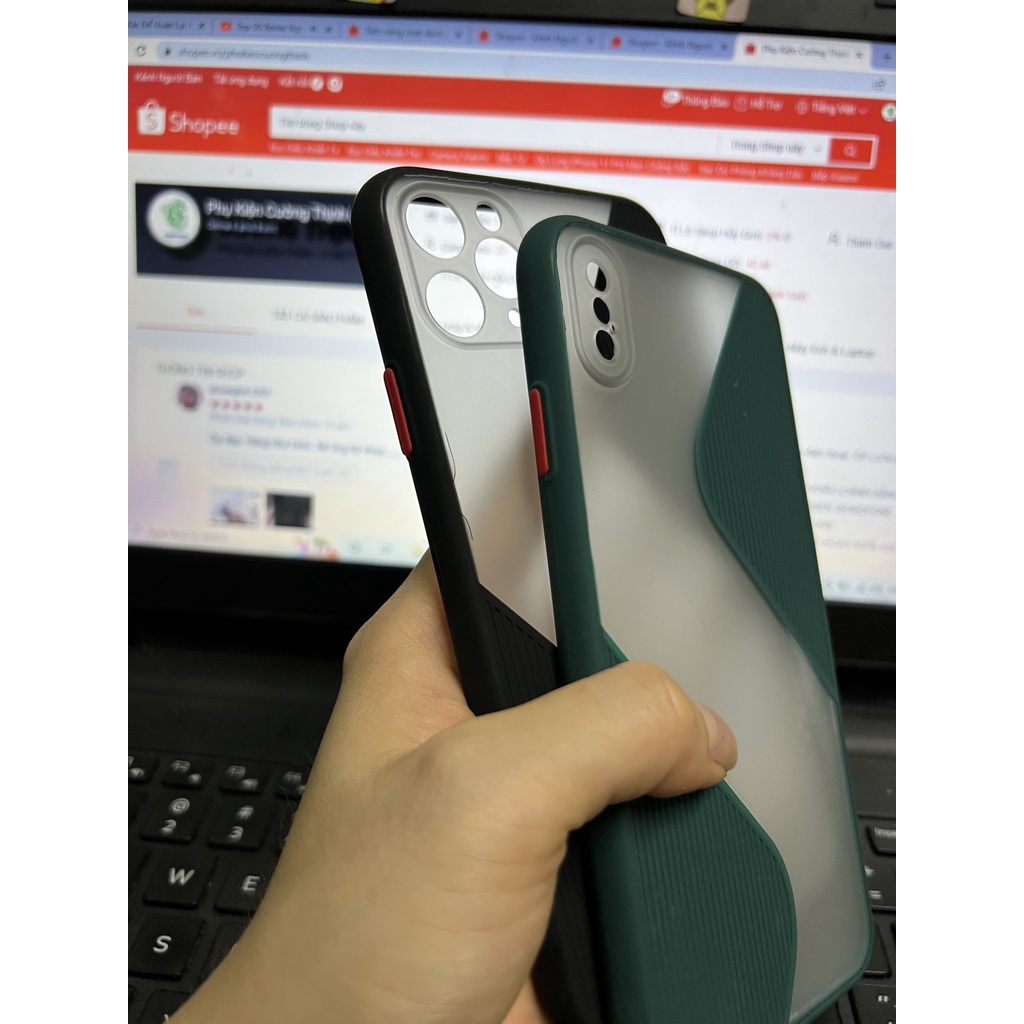 CHống bẩn / chống trượt  Ốp Lưng Iphone chống Sốc chữ S - lưng mờ 7 8 plus X XS XR XS 11 12 PRO MAX
