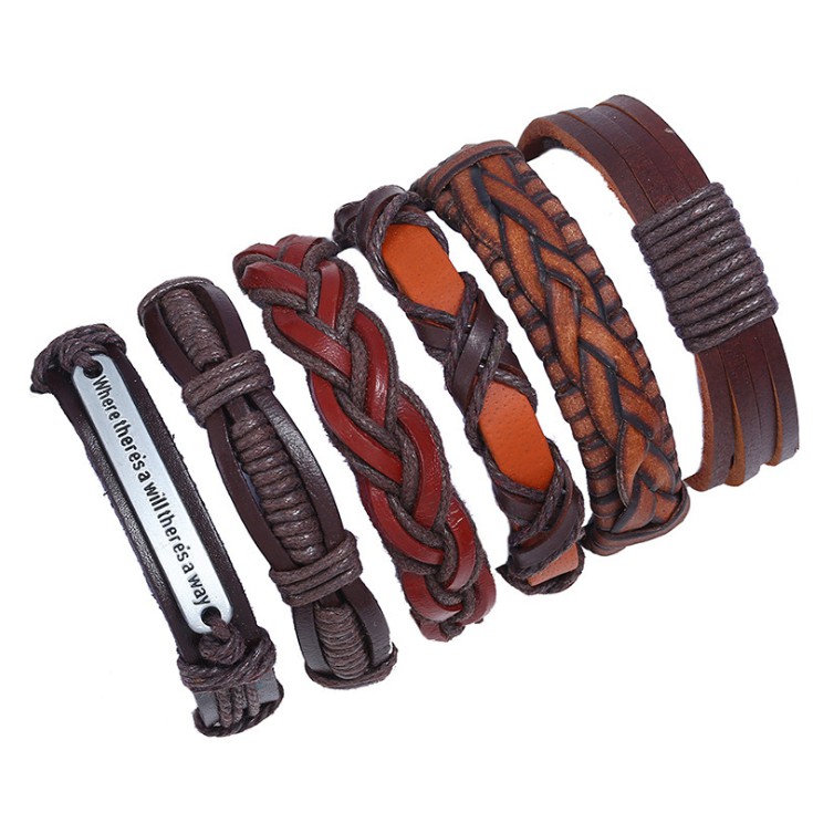 Combo 6 Vòng Tay Da Handmade - A13 [ FREE SHIP ]