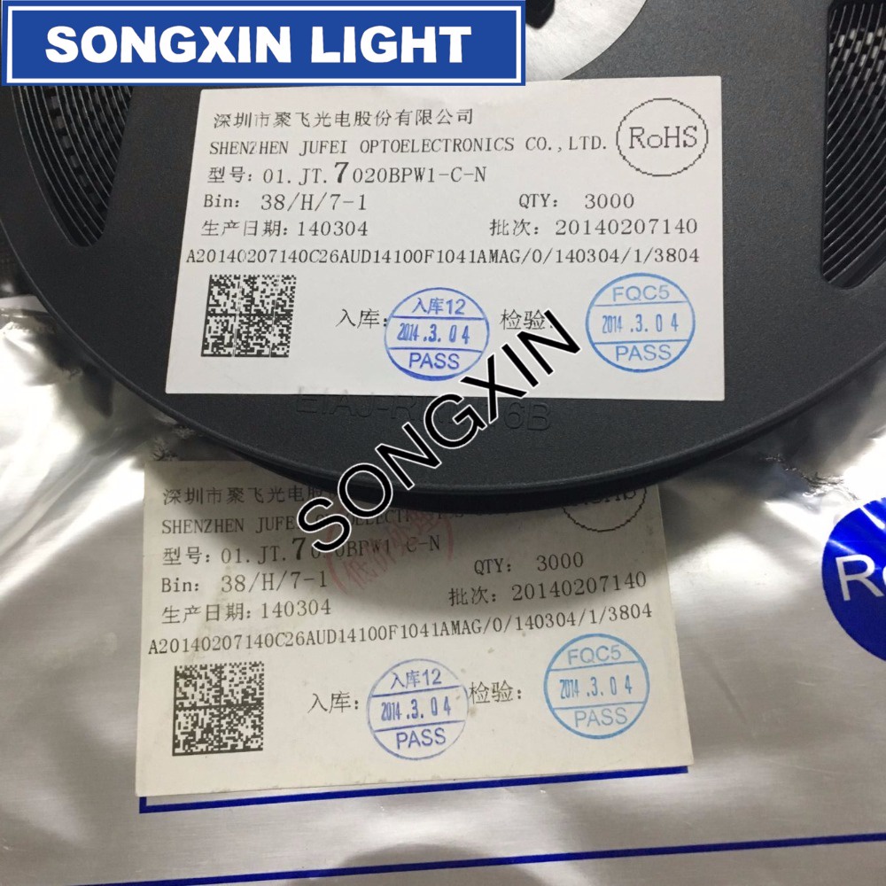 Bộ 50 Đèn LED 7020 Công Suất Cao 0.5W 3V 54LM Ánh Sáng Trắng Lạnh Cho LCD TV