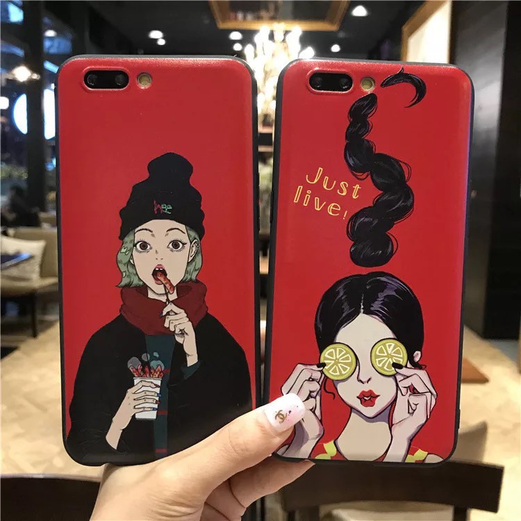 Ốp cô gái nền đỏ