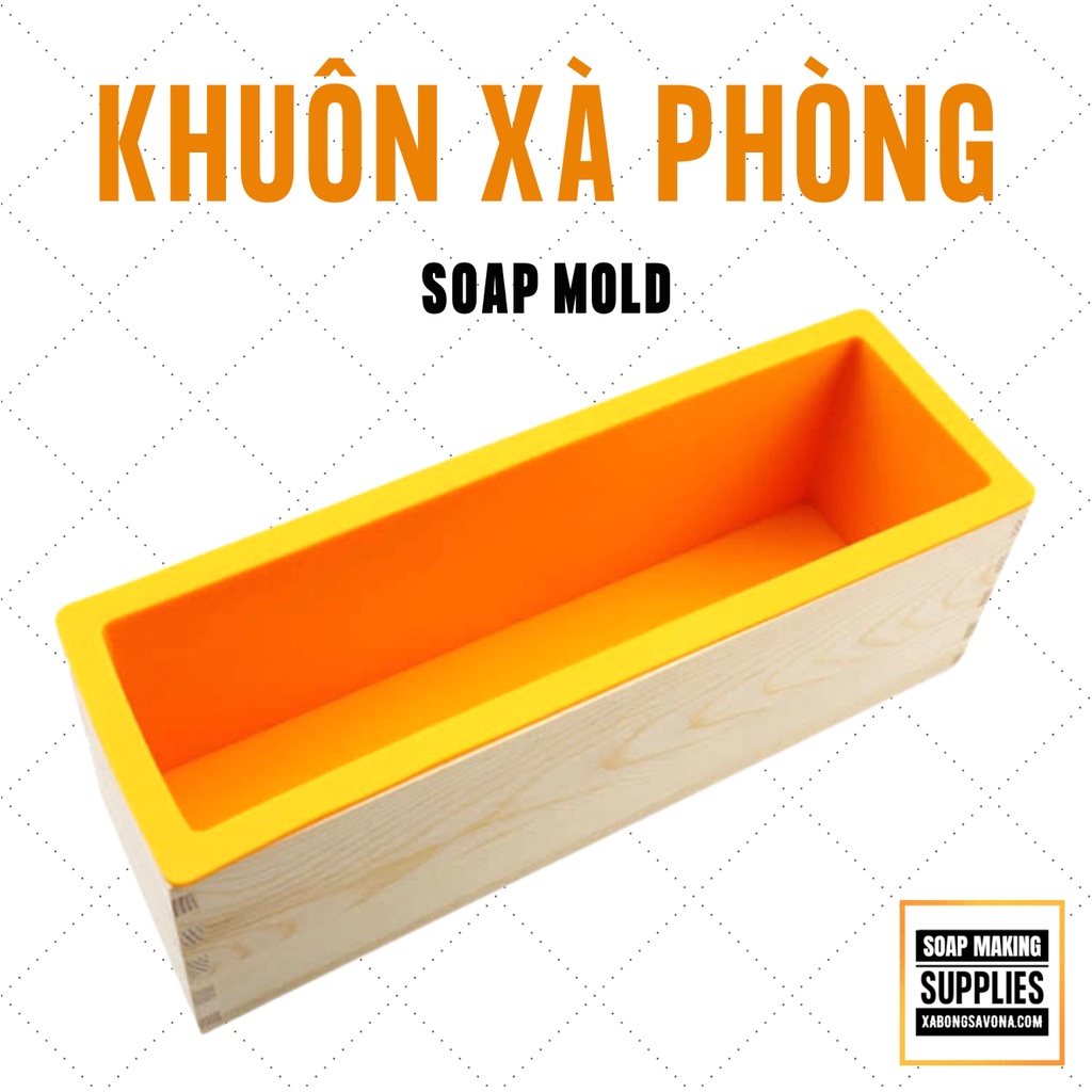 Khuôn Gỗ Làm Xà Phòng Hình Chữ Nhật Bao Gồm Khuôn Silicon 1.2KG - Silicone Loaf and PVC box rectangle SavonA