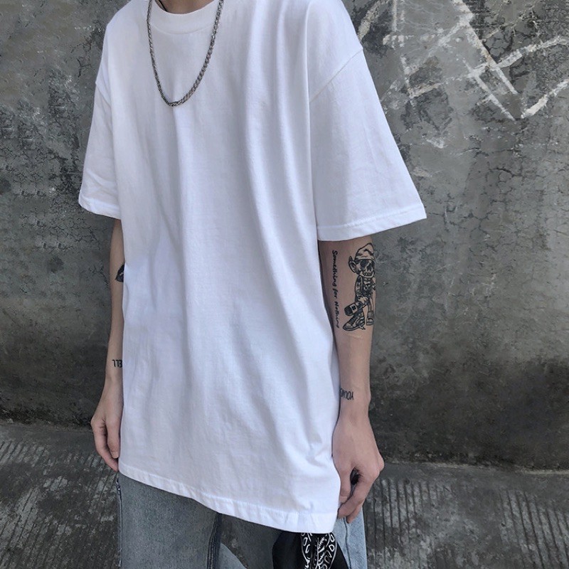 Mr Black- White Pure Color LongTee T-Shirt