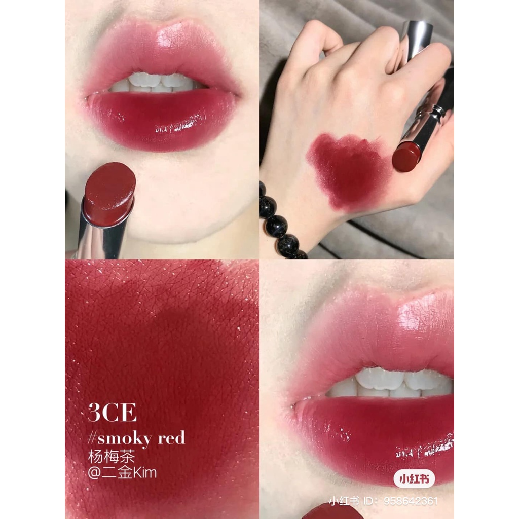 SON DƯỠNG CÓ MÀU 3CE GLOW LIP COLOR #SMOKY RED #OVERLOAD #UNDER PRESSURE