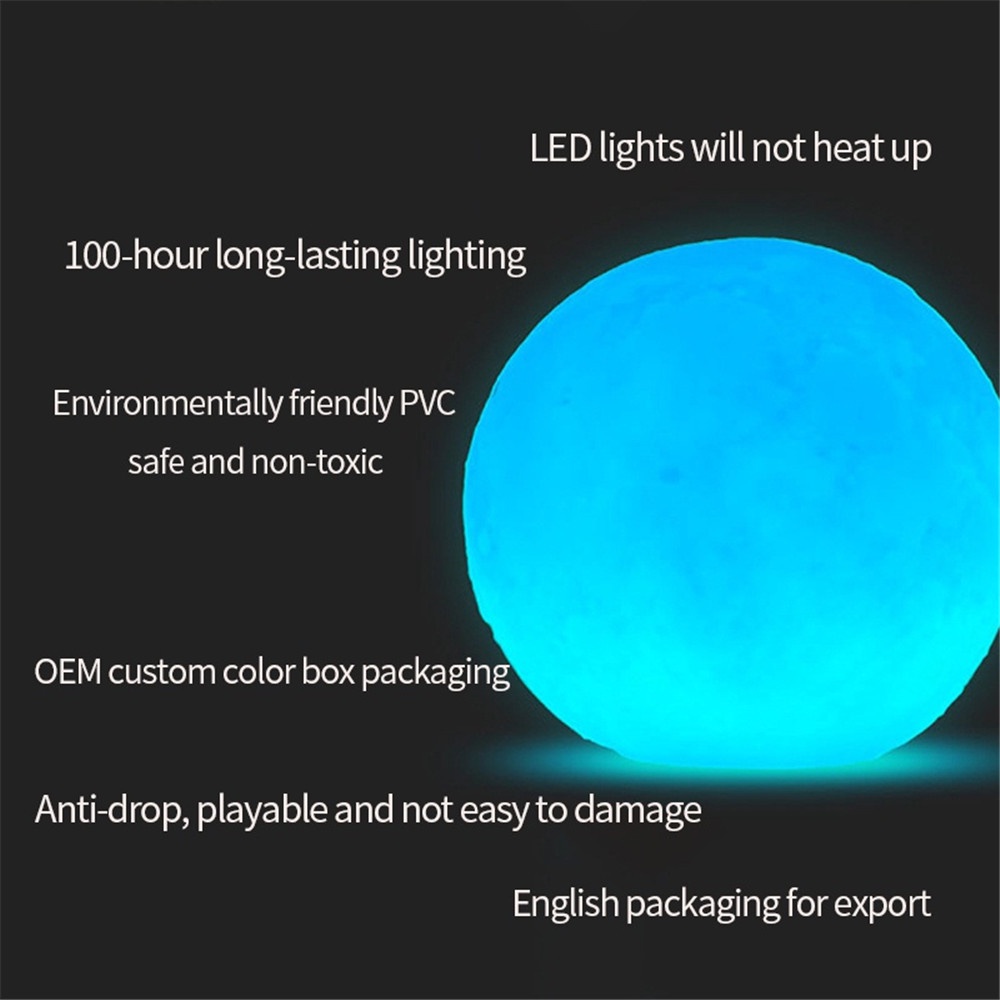 Đèn ngủ hình mặt trăng 3D nhiều màu sắc kèm giá đỡ bằng gỗ 6*6cm dành cho trang trí