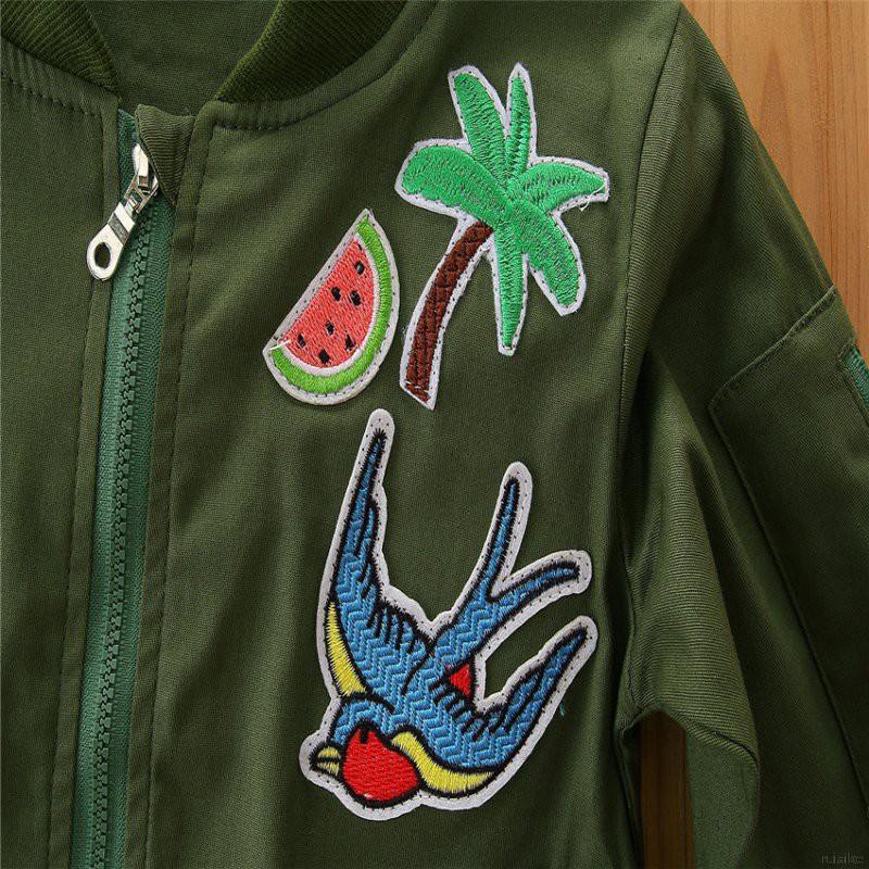 ruiaike  Children Army Green Printed Pilot Baseball Jacket Kids Long Sleeve Coat Hoodie Pullover Outerwear