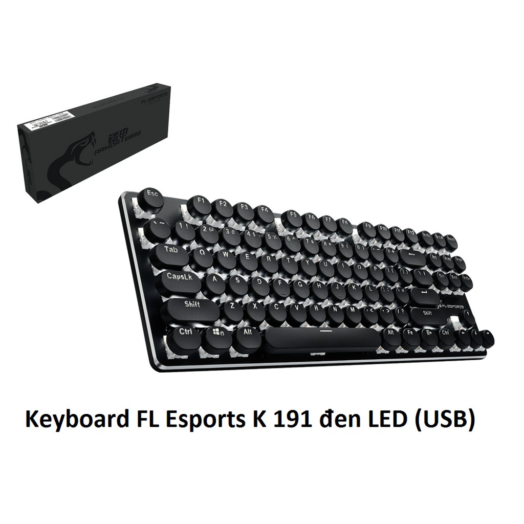 BÀN PHÍM CƠ CHUYÊN GAME MINI FL ESPORTS K 191 MÀU ĐEN , TRẮNG, PHÍM TRÒN CÓ ĐÈN LED DÂY DÙ USB