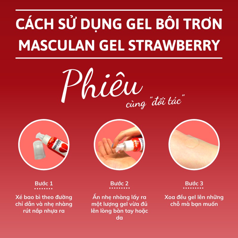 Gel bôi trơn cao cấp Masculan Strawberry - Hương dâu tây ngọt ngào - Gốc nước - Không chất bảo quản - An toàn - 75ml