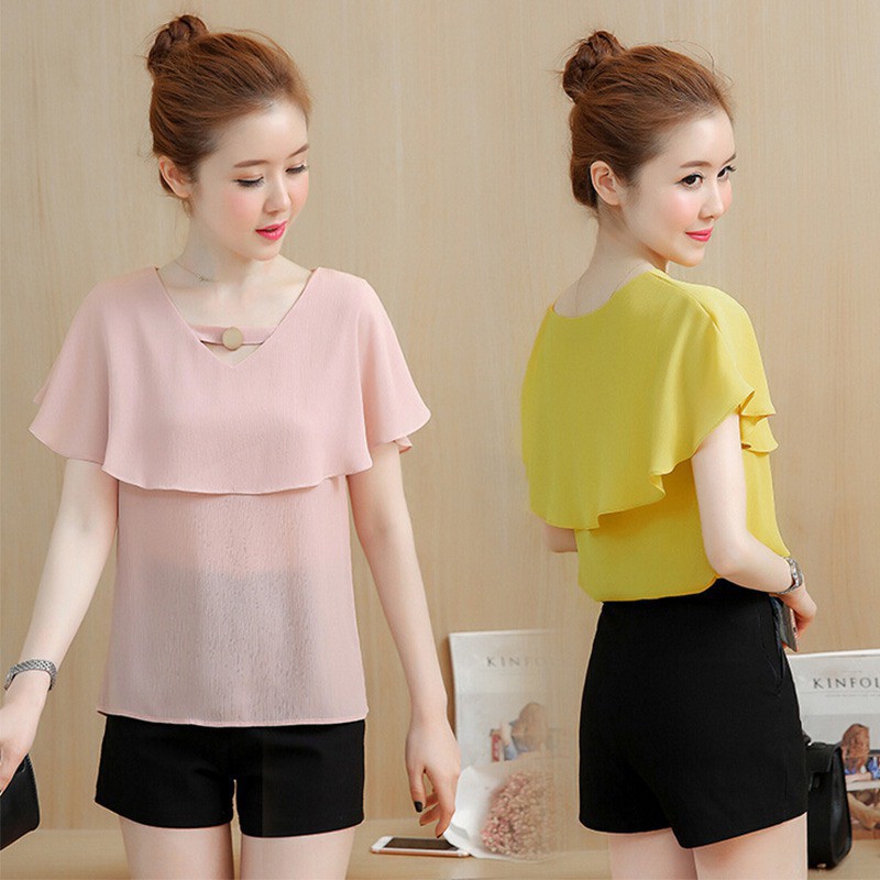 Áo Chiffon Tay Ngắn Thanh Lịch