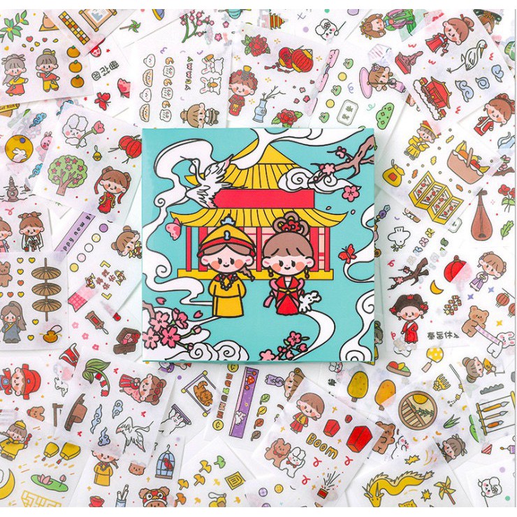 Combo 100 sticker Washi cô gái
