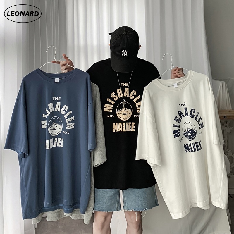 Áo Thun Tay Ngắn Cổ Tròn Dáng Rộng In Họa Tiết Thời Trang Hàn Quốc Cho Nam size M-8XL