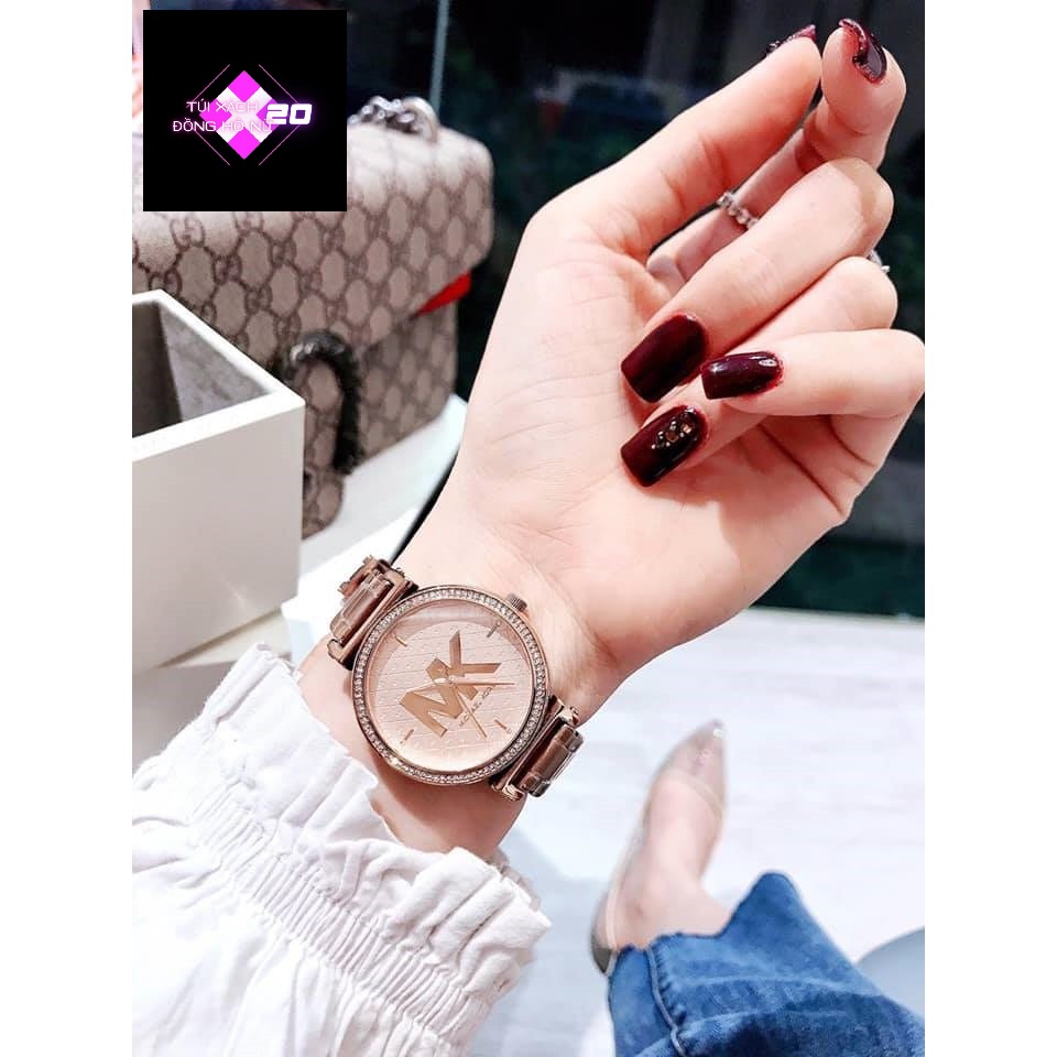 ( Sẵn 2 màu ) Đồng hồ nữ Michael Kors Sofie Quarzt Crytal MK4334 &amp; MK4335 case 36mm. 5ATM