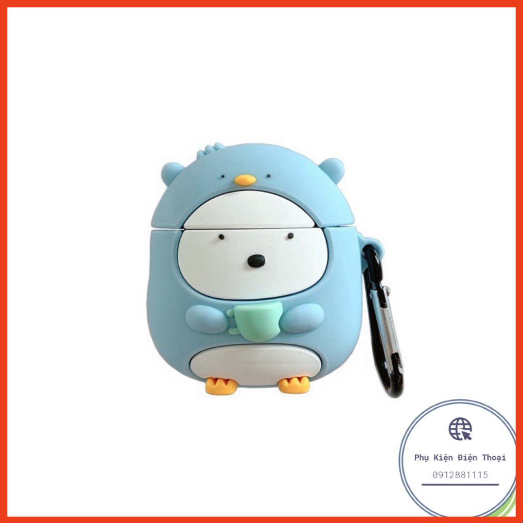 ☘️Tặng kèm móc treo☘️Case Airpod 1 2 i11, i12...Vỏ bao bọc Chim cánh cụt xanh đựng tai nghe không dây airpods PENGUIN