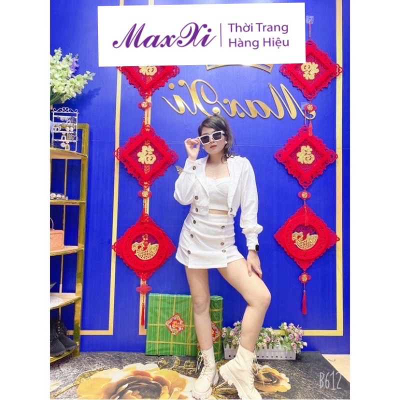 Chân Váy Nữ Áo Cúp Ngực Mix Áo Khoác Cá Tính