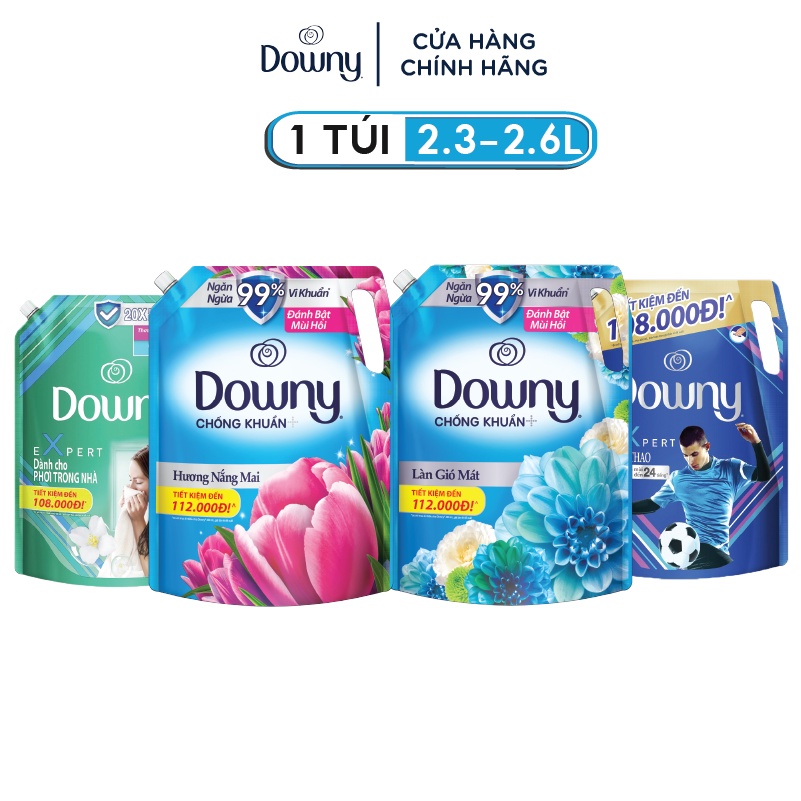 Nước Xả Vải Downy Nhiều Mùi Hương Túi 2.3L/ 2.35L