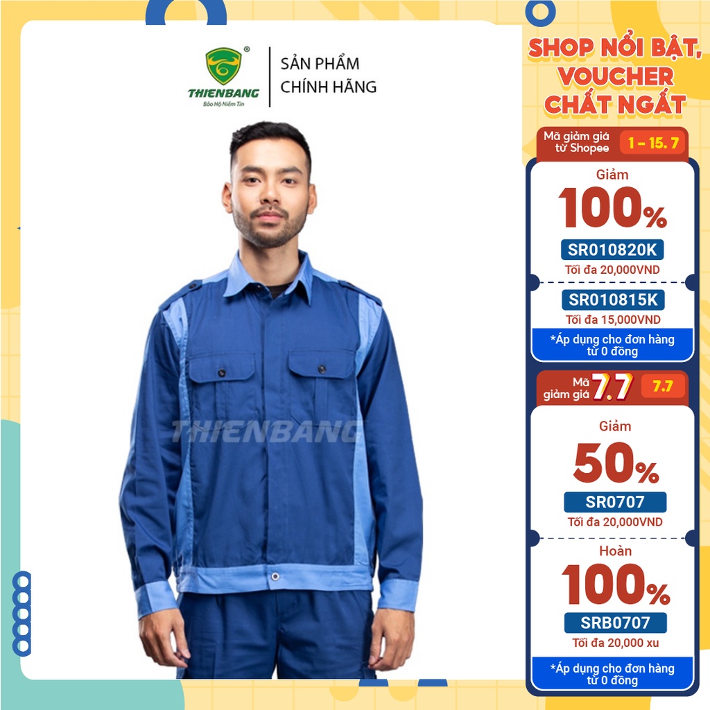 Quần Áo Bảo Hộ Lao Động Thiên Bằng TB04 Vải Pangrim Màu Xanh Dương Phối