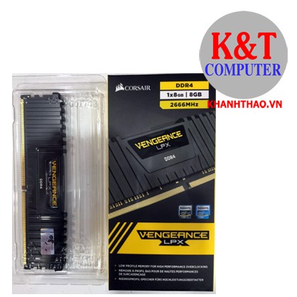 Ram máy tính DDR4 Corsair 8GB-Bus 2666 CMK8X4M1A2666C16- TẢN NHIỆT