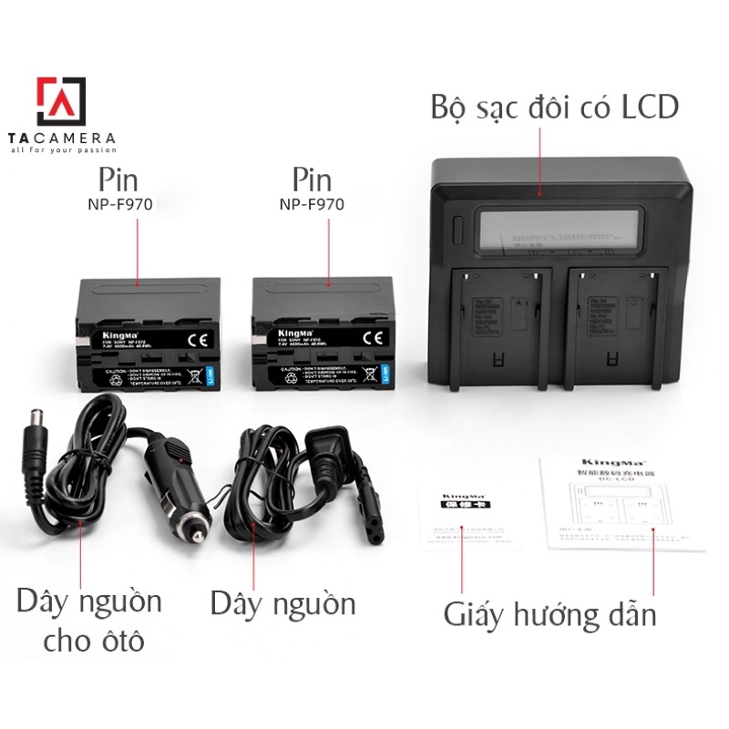 Sạc Đôi LCD Kingma For Sony NPF750/F550/F970