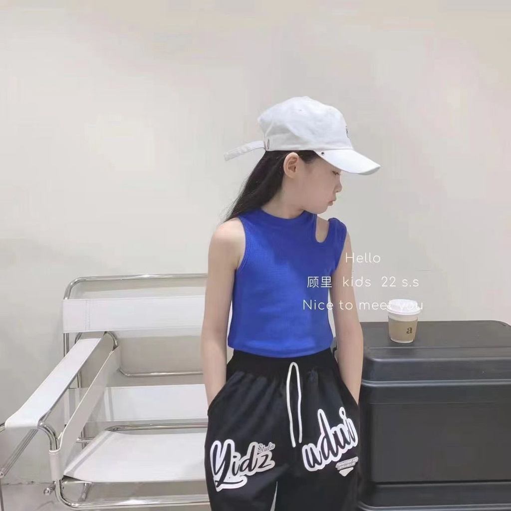 Áo Cotton Không Tay Thiết Kế Khoét Lỗ Phong Cách Nhật Hàn Thời Trang Mùa Hè Hàng Mới 2022 Dành Cho Bé Gái