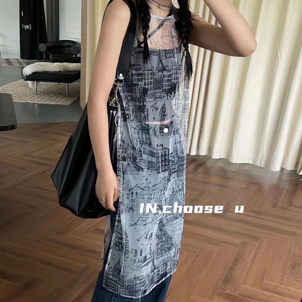 Áo Lưới Không Tay Phong Cách Hàn Quốc Thời Trang Mùa Hè 2022 Dành Cho Nữ