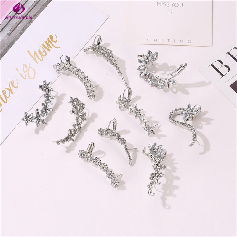 Khuyên kẹp vành tai đính đá tùy chọn kiểu dáng