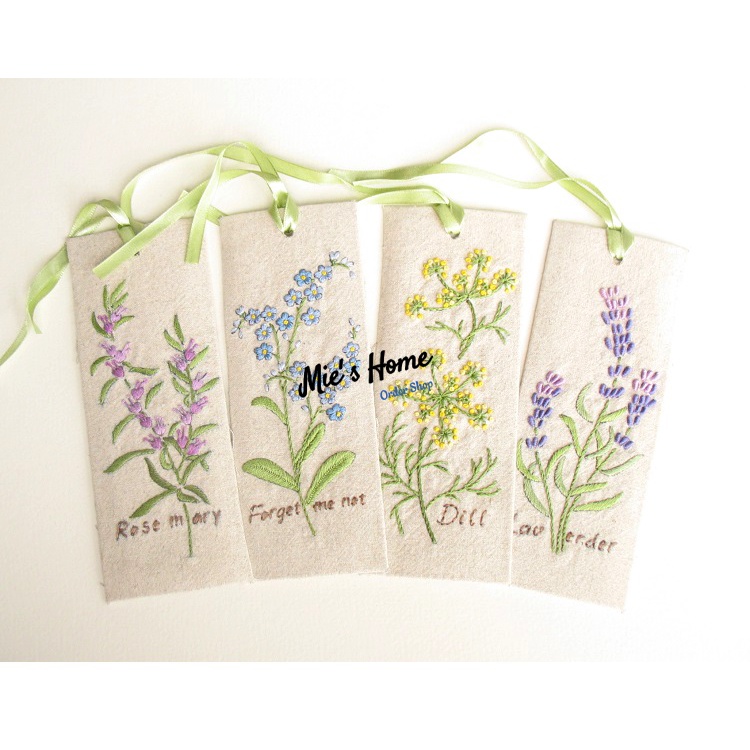Kẹp sách DIY thêu hoa lá - KIT nguyên liệu tự thêu COMBO kẹp sách hoa cỏ mùa xuân- MIE handmade shop