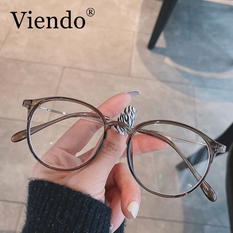Mắt kính VIENDO gọng tròn tròng đổi màu chống ánh sáng xanh thời trang unisex (có cắt độ kính cận theo yêu cầu)