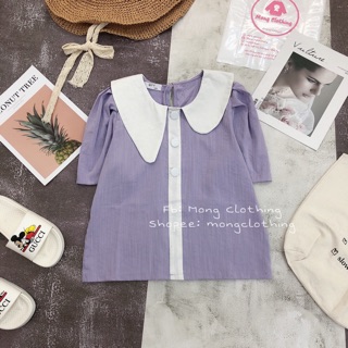 [SALE] Áo tay bồng tím cổ lệch.
