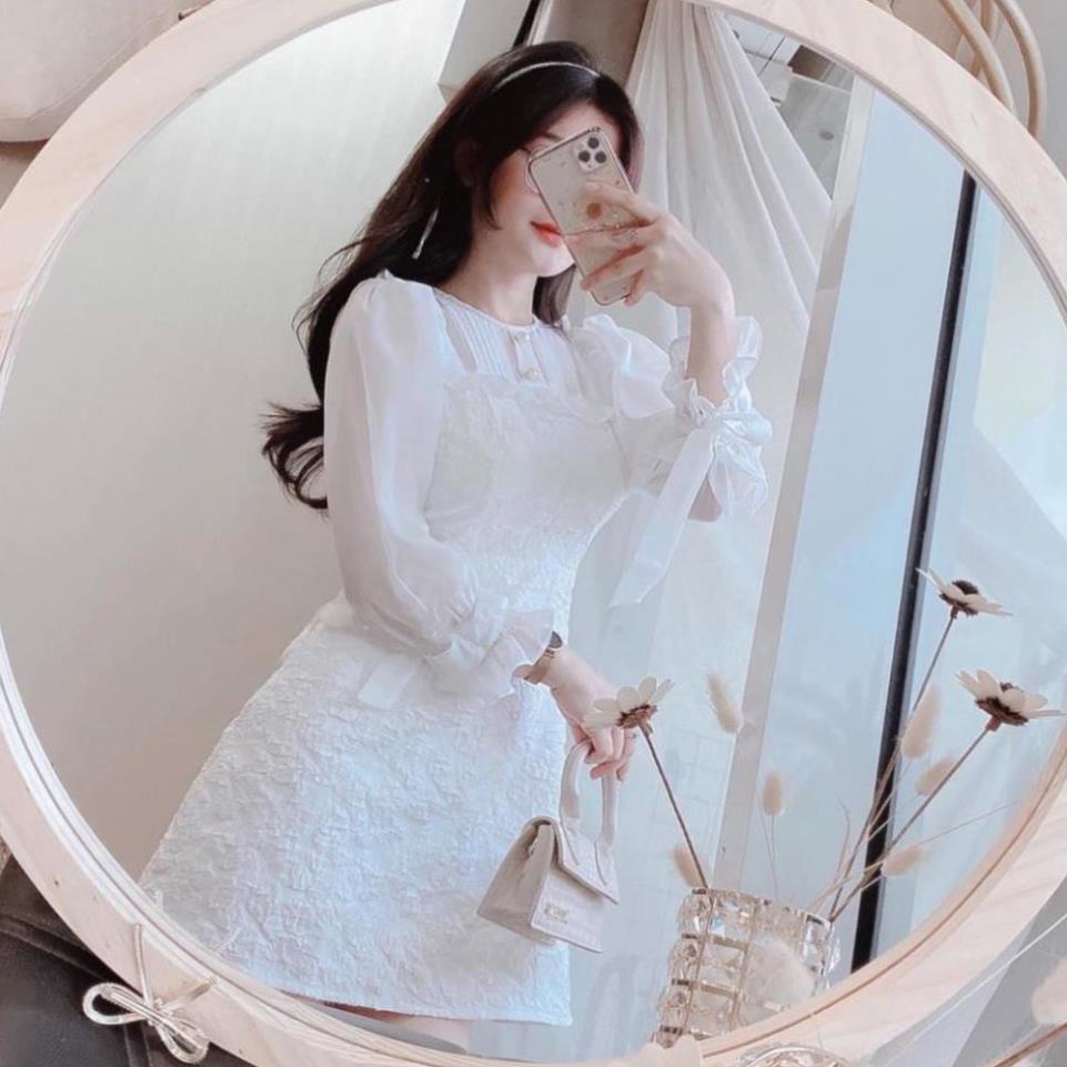 Váy đầm trắng dự tiêc tay dài dún bồng nhẹ nhàng thanh nhã LATO | BigBuy360 - bigbuy360.vn