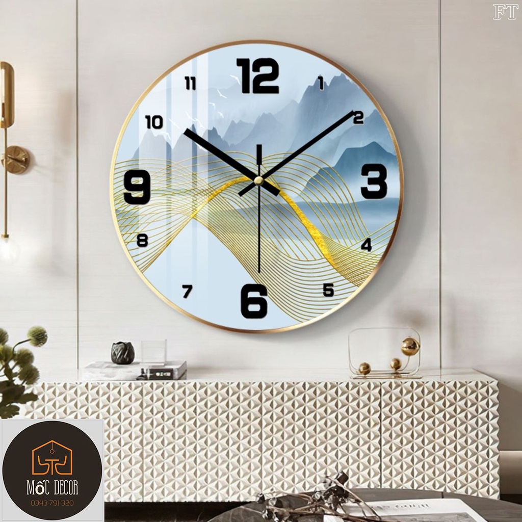 Đồng Hồ Treo Tường Kim Trôi Treo, mặt phủ bóng chạy êm ru có nhiều size để trang trí decor phòng