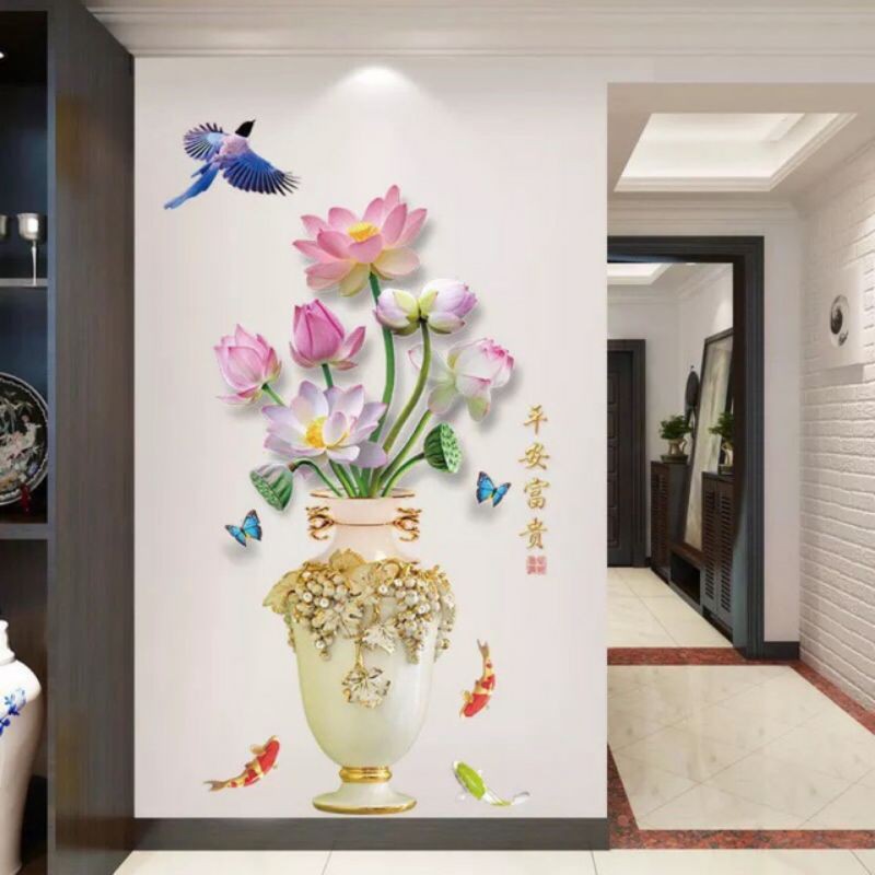 Tranh dán tường 4d hiệu ứng nổi cực đẹp/ decal dán tường chơi tết KT 30*50cm( giao họa tiết ngẫu nhiên)