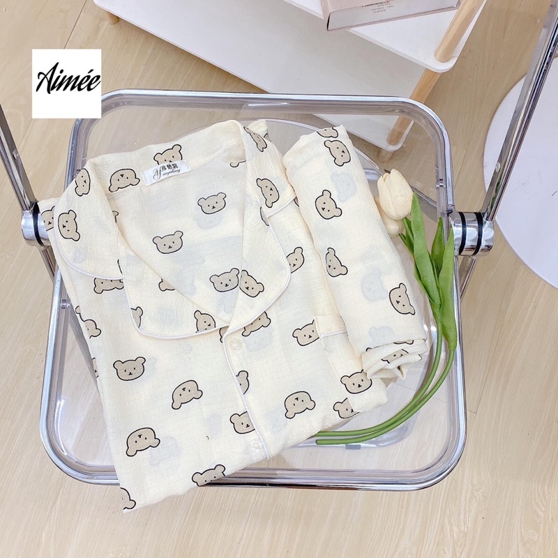 Bộ đồ ngủ nữ FREESHIP Đồ mặc nhà -Bộ ngủ nữ -cotton giấy dài tay mặc nhà cute