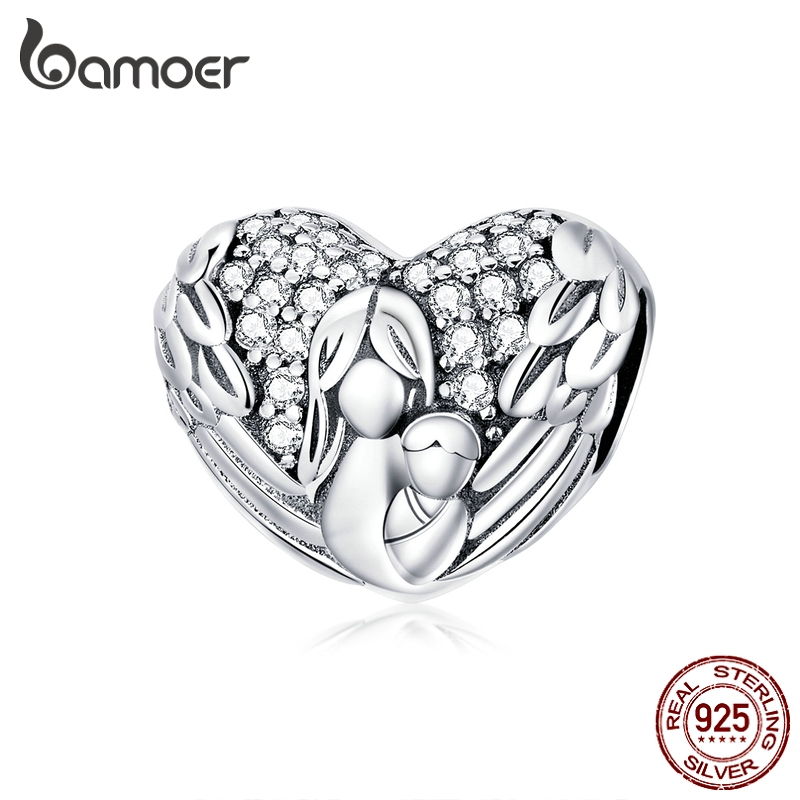 Hạt phụ kiện Bamoer bạc 925 kiểu trái tim thời trang dành cho nữ