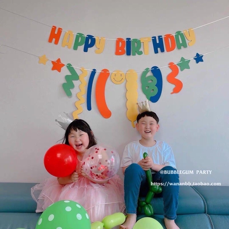 Dây chữ happy birthday chất vải dạ kiểu Hàn Quốc nhiều màu sắc
