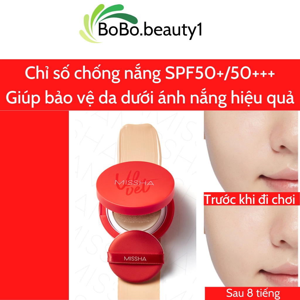 Phấn nước Missha Cushion che phủ hoàn hảo dưỡng ẩm lâu trôi chống nắng hiệu quả SPF50+ PA+++ màu số 21/23