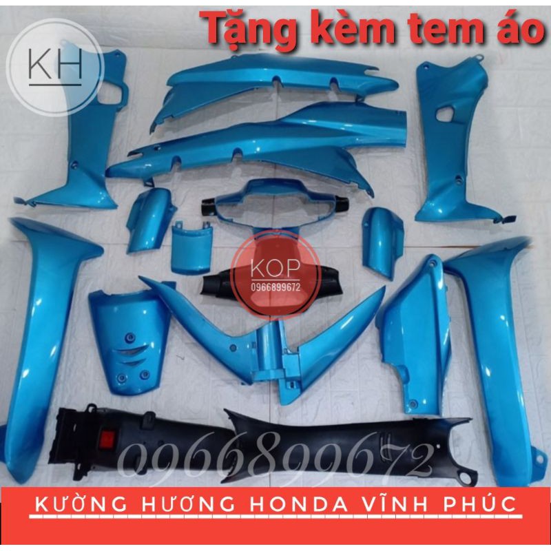 Bộ dàn áo xe WAVE anpha - Wave zx - wave 110 đời 2002-2006, nhựa nguyên sinh ABS( Tặng tem thái xanh ngọc) (-9%)