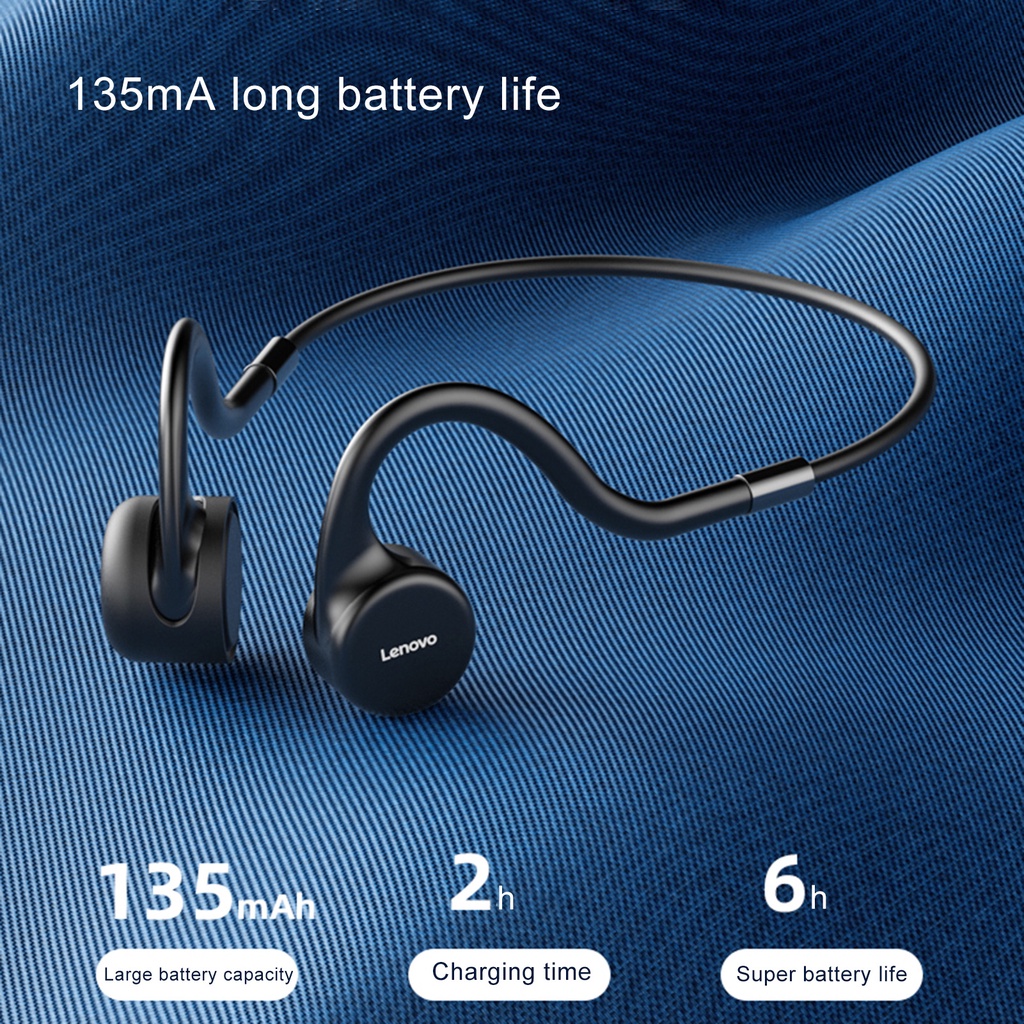 Tai nghe dẫn truyền Lenovo X5 chống thấm nước IPX8 MP3 tương thích Bluetooth 5.0 phong cách thể thao bơi lội