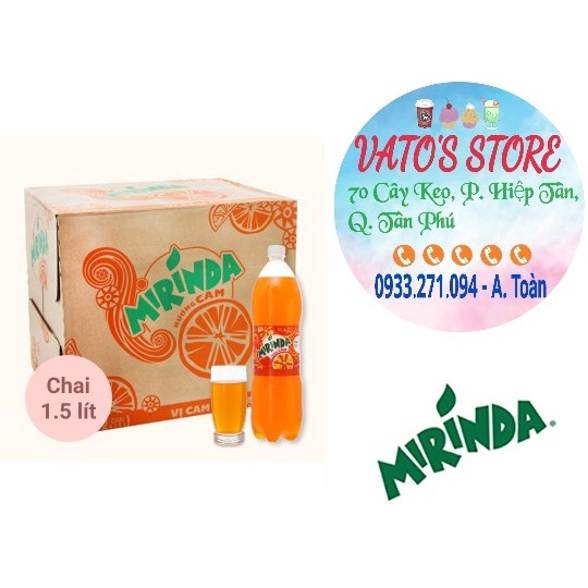 Thùng 12 chai Nước ngọt MIRINDA cam chai 1.5 lít / Lốc 6 chai Nước ngọt MIRINDA cam chai 1.5 lít