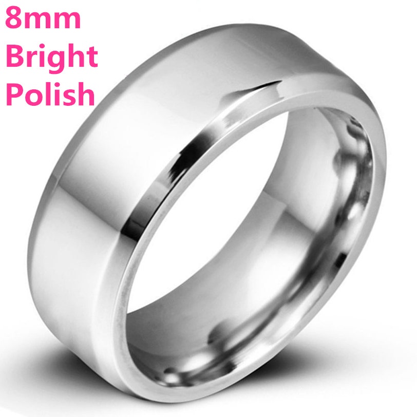 Nhẫn Titan Màu Bạc Sáng Bóng 4Mm 8mm Cho Nam Nữ