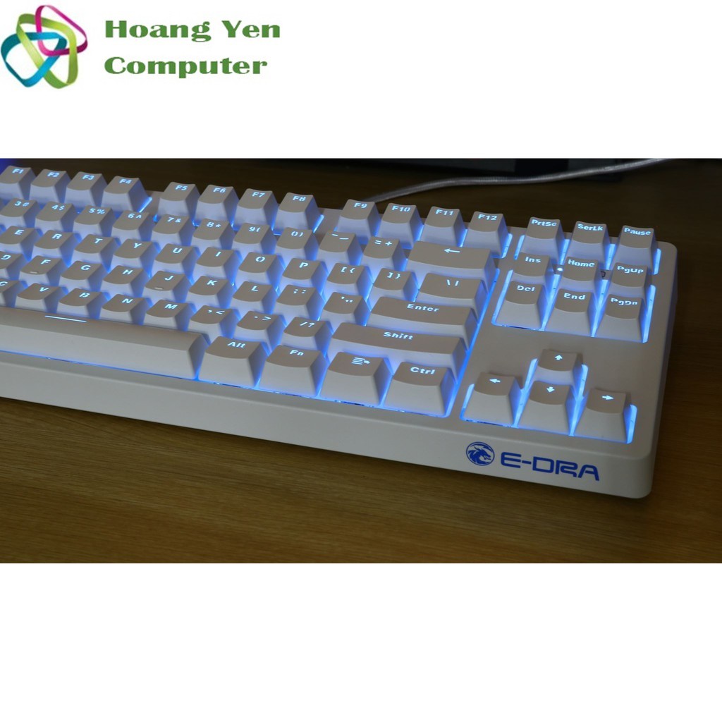 [WHITE] Bàn Phím Cơ E-Dra EK387 ICE WHITE Đèn Led Trắng, Chống Nước - BH 2 Năm Chính Hãng - Hoàng Yến Computer