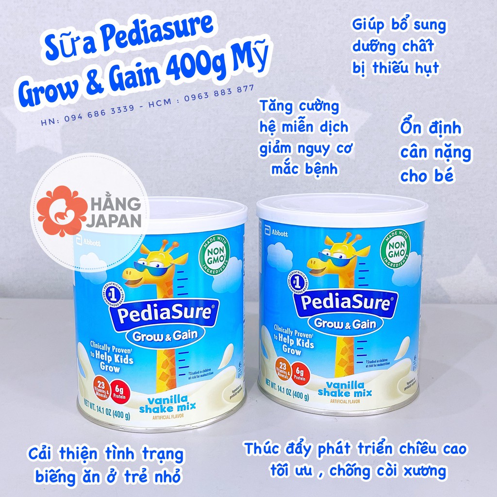 Sữa Pediasure Grow &amp; Gain 400g Mỹ các vị