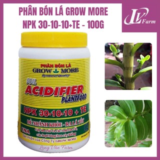 Phân Bón Lá Mỹ GROWMORE NPK 30-10-10+TE Soil Acidifier - 100g - Dùng Cho Hoa Lan, Cây Cảnh
