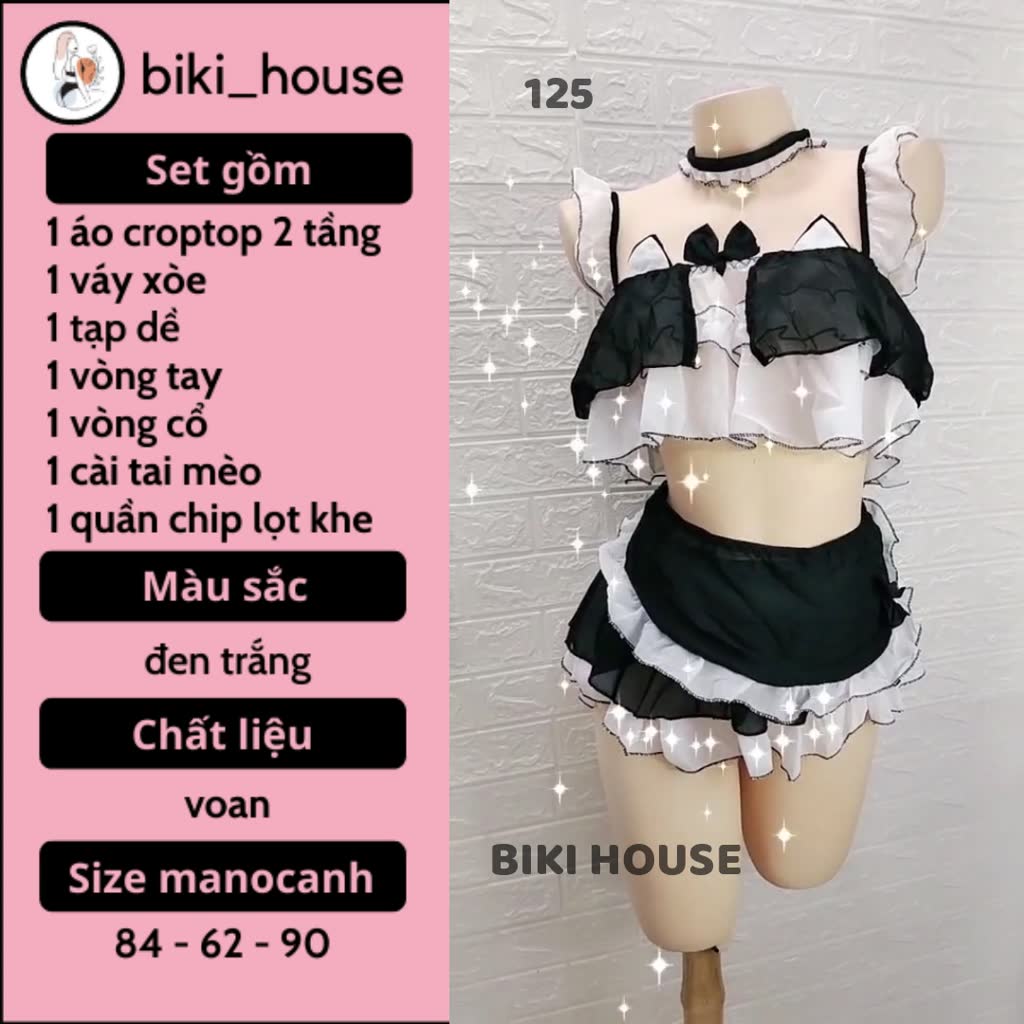 Đồ ngủ cosplay mèo kèm phụ kiện dễ thương gợi cảm váy xòe áo croptop hầu gái đáng yêu hottie BIKI HOUSE N733 - TPHCM | BigBuy360 - bigbuy360.vn