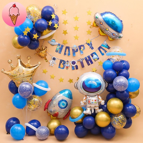 Set Trang Trí Sinh Nhật Chủ Đề Phi Hành Gia Cho Bé Trai Bé Gái Siêu Đẹp - Kemshop K47