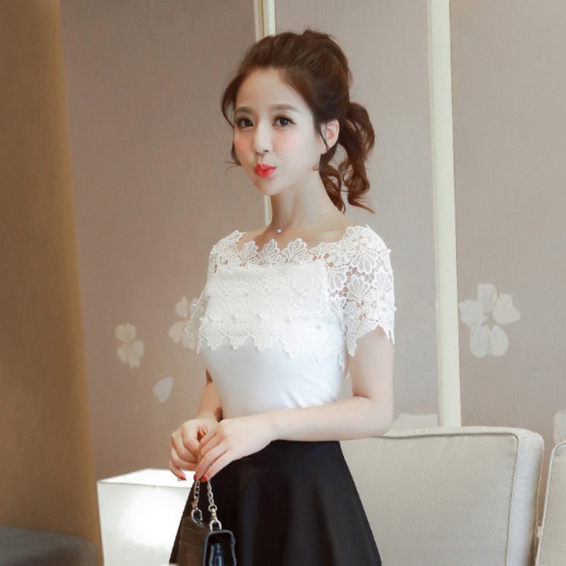 Áo phối ren phong cách Hàn Quốc tiện lợi dành cho nữ
